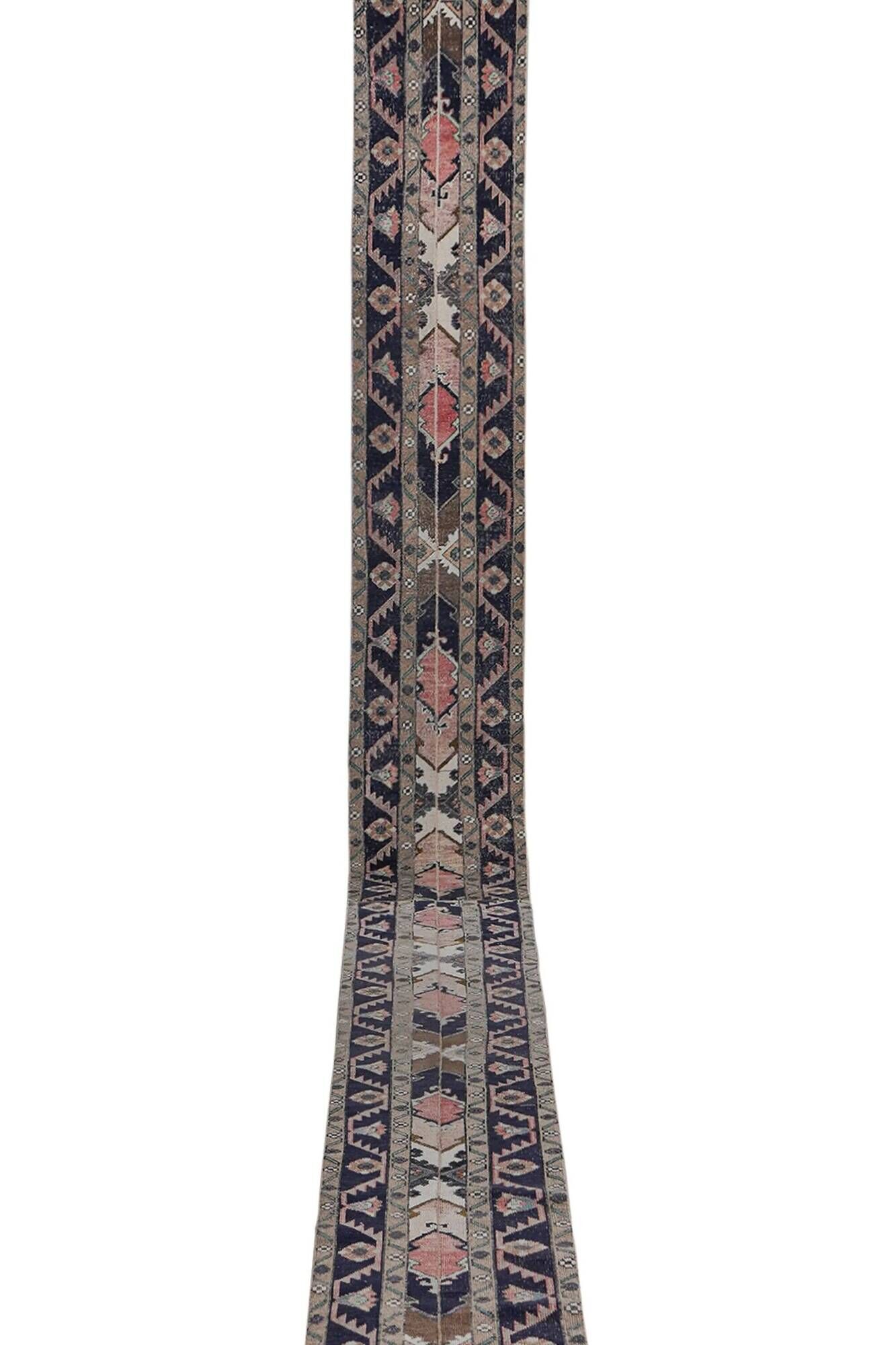 Vintage Turkish hallway rug 54x712 cm