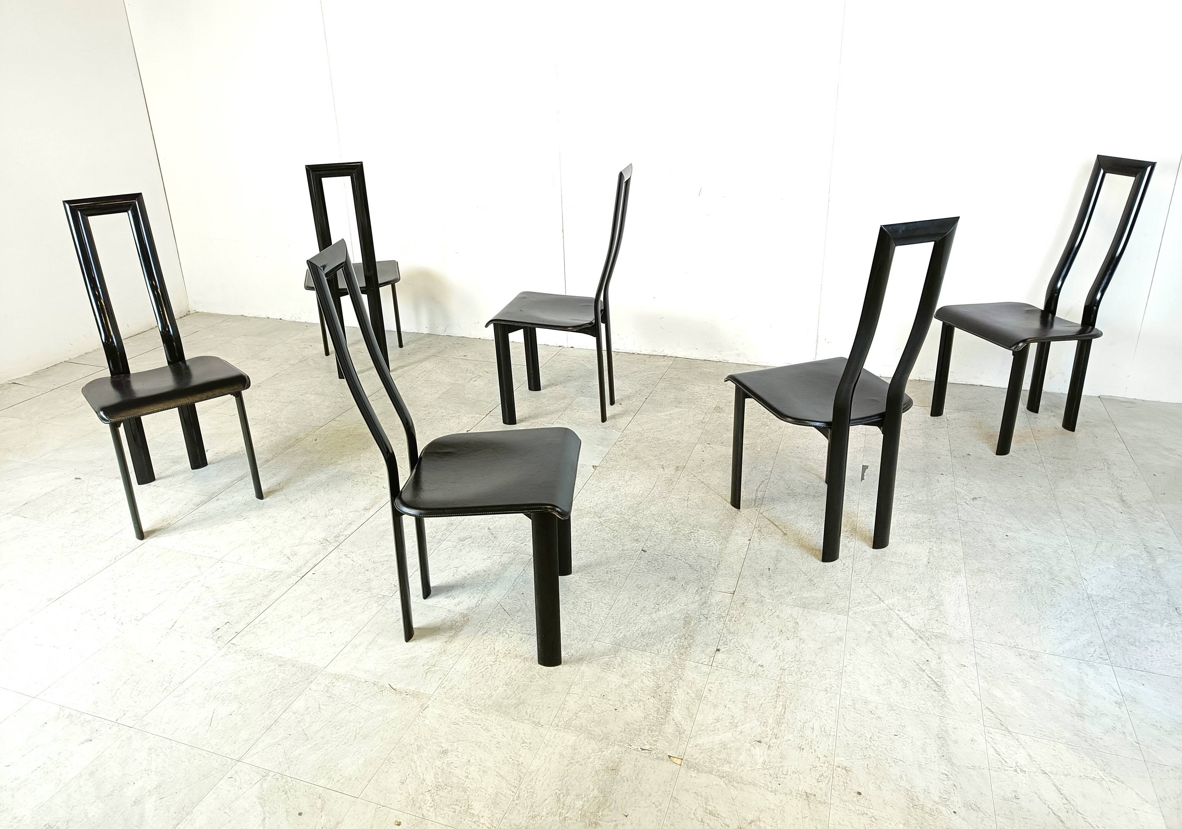 Italian Model Regia Dining Chairs by Antonello Mosca for Ycami, 1980s, Set of 6