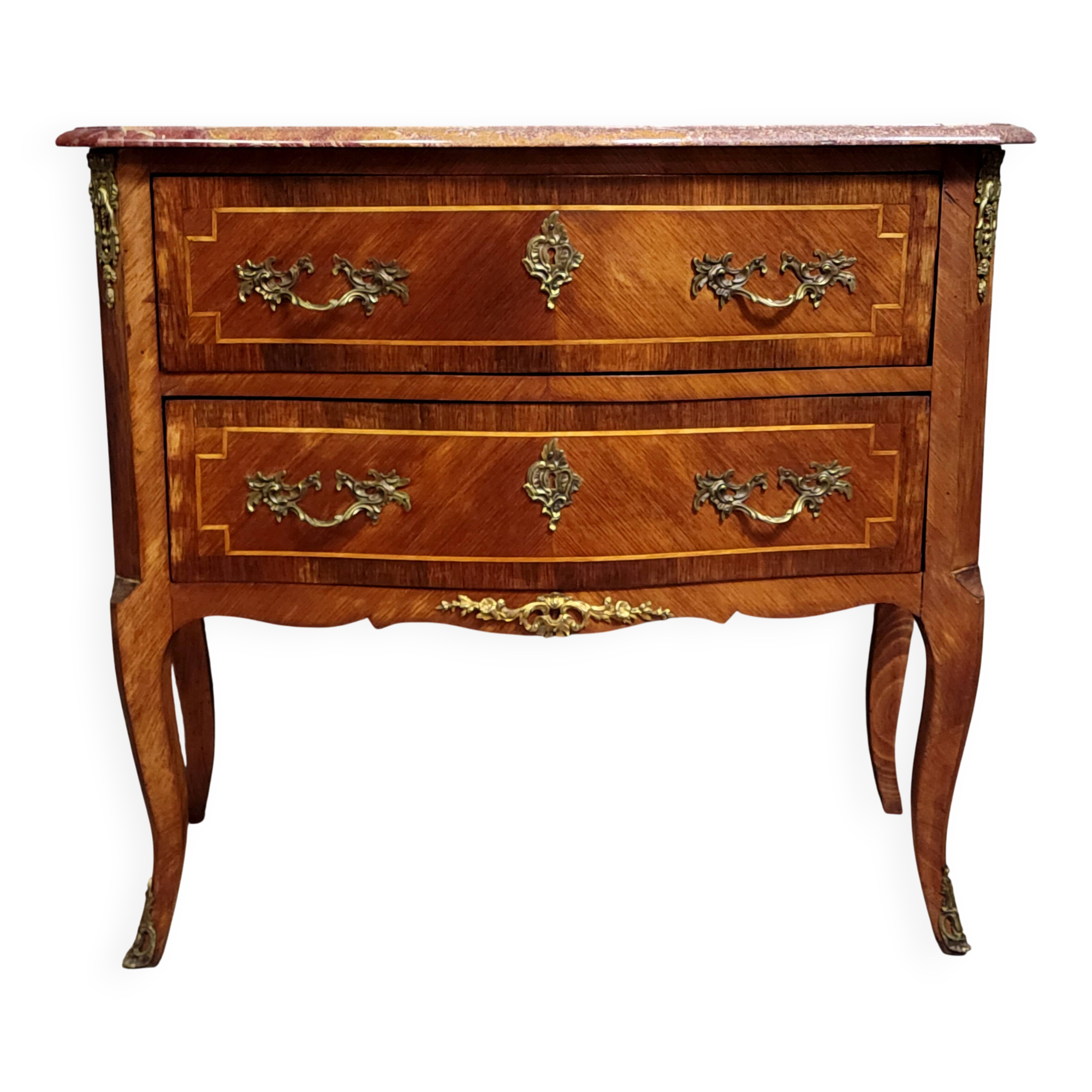 Lady's jump seat commode, curved, Louis XV style made of precious wood.