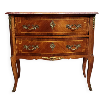 Lady's jump seat commode, curved, Louis XV style made of precious wood.