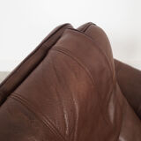 Fauteuil en cuir marron, design suisse, années 1970, fabrication: De Sede