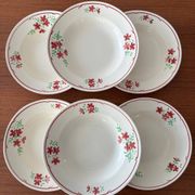 Set of 6 vintage Badonviller soup plates – French earthenware with decoration