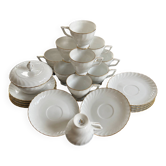 Royal Tettau élégant service à thé/café porcelaine blanche et doré