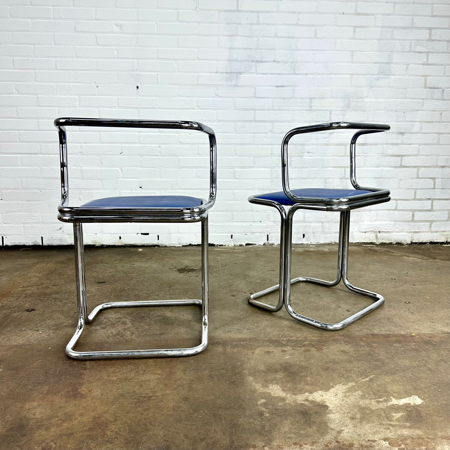 Vintage tubular frame dining room chairs