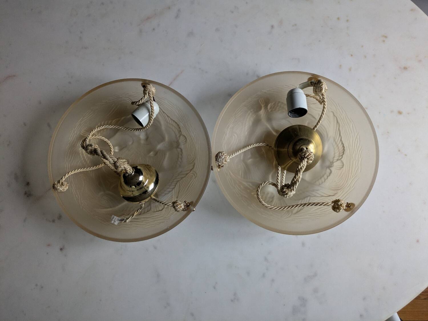 Art Deco pendant light duo