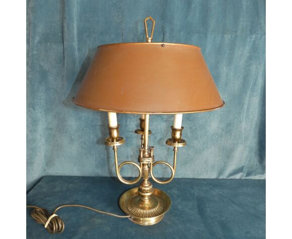Lampe bouillotte de style empire pied en laiton 3 feux abat-jour tôle circa  1950 | Selency