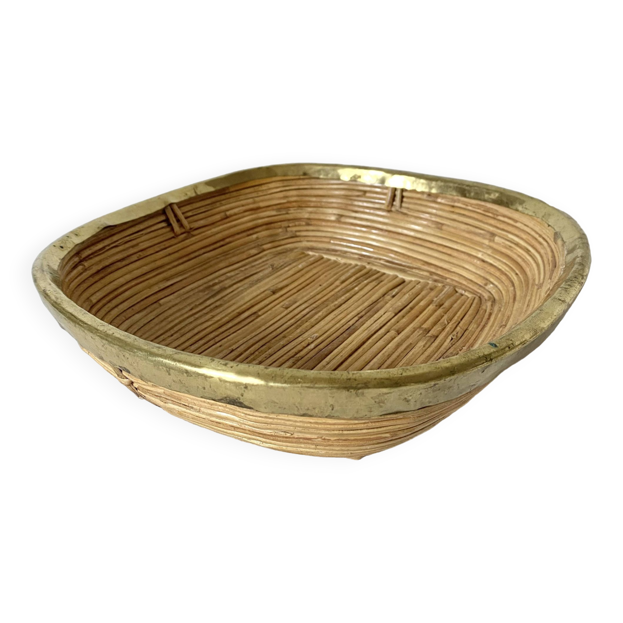 Rattan and brass basket 1960