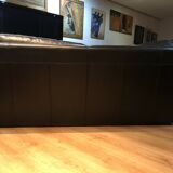 Pair of 2-seater sofas in black leather Roche & Bobois