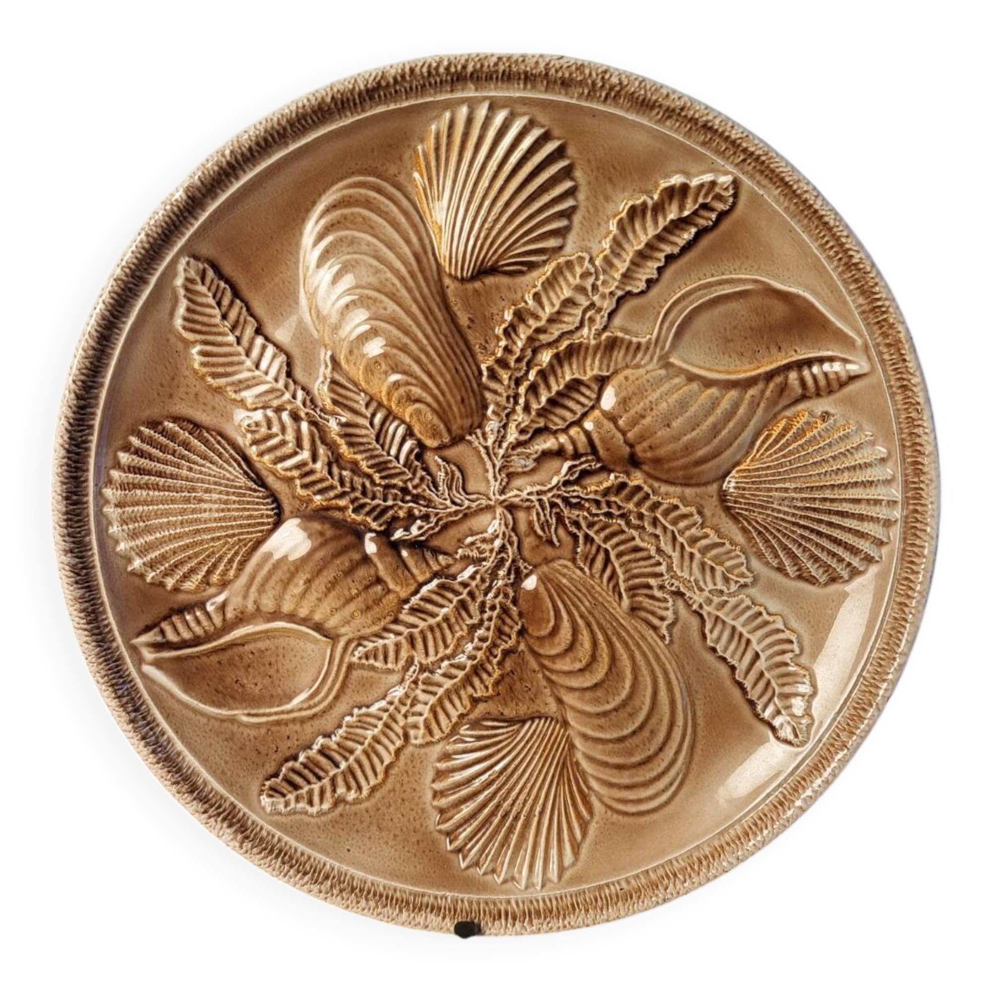 Ravier Ancien Soupière Ancienne En Faïence - Décor Poisson Orange - Atelier Revernay France - Époque Barbotine Soupière Décorative Sarreguemines