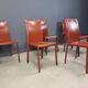 Chaises de salle à manger italiennes en cuir rouge, années 1980 - lot de 6