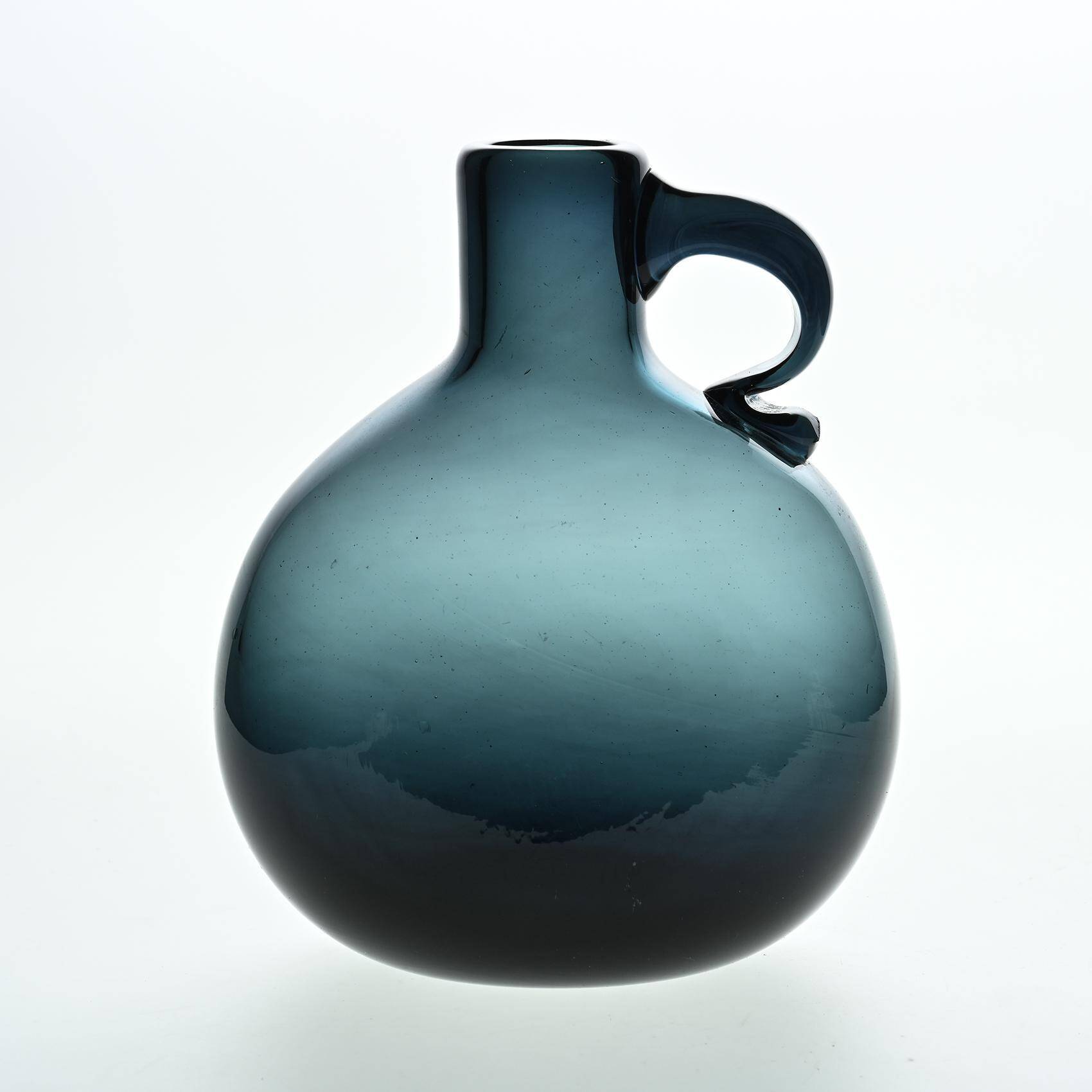 Deep blue blown glass jug by Claude Morin, Dieulefit circa 1970