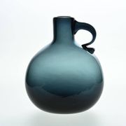 Cruche en verre soufflé bleu par Claude Morin, Dieulefit vers 1970