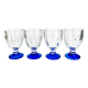Ancient Italian faceted glassware - blue coloured feet