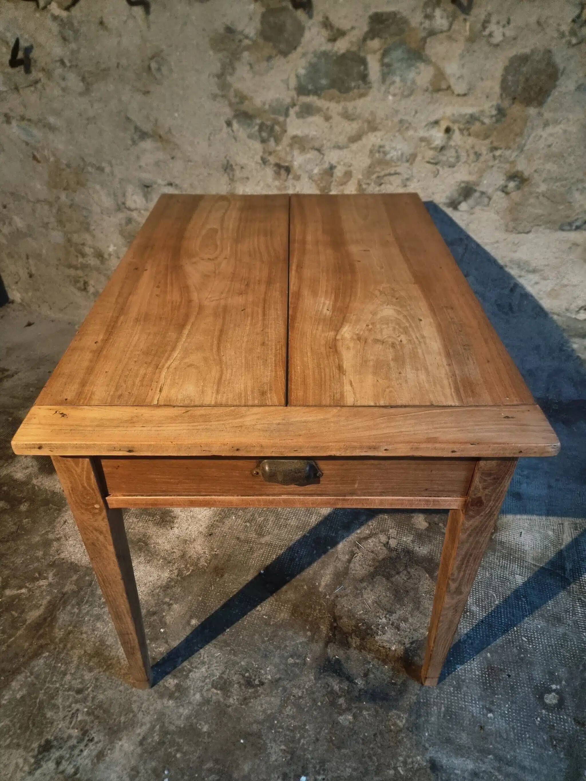 French rural farmhouse table with two drawers, 19th century.