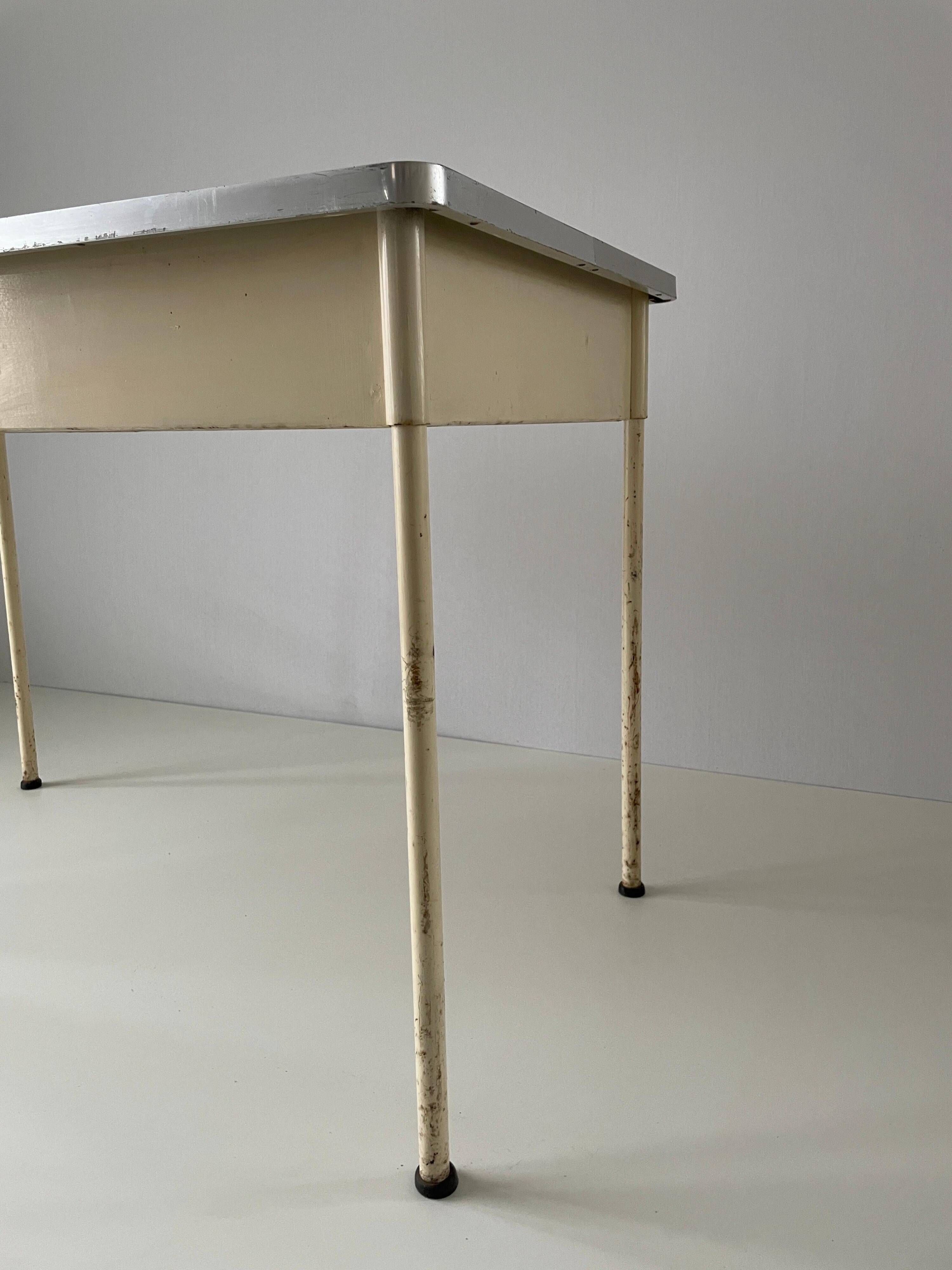 Art Deco industrial hospital doctor's desk with drawer, 1940s, Germany