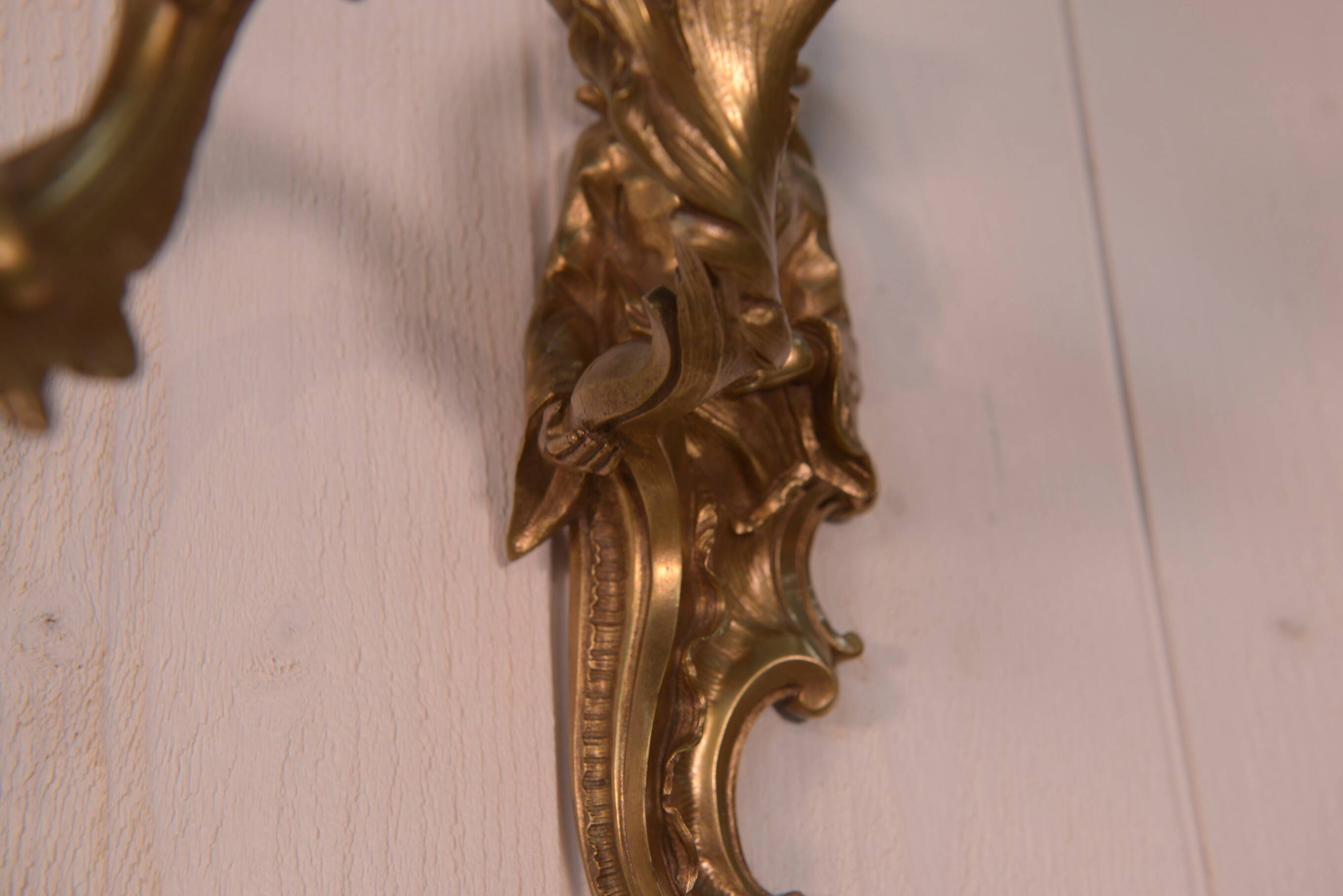 Pair of bronze sconces, mid-18th century