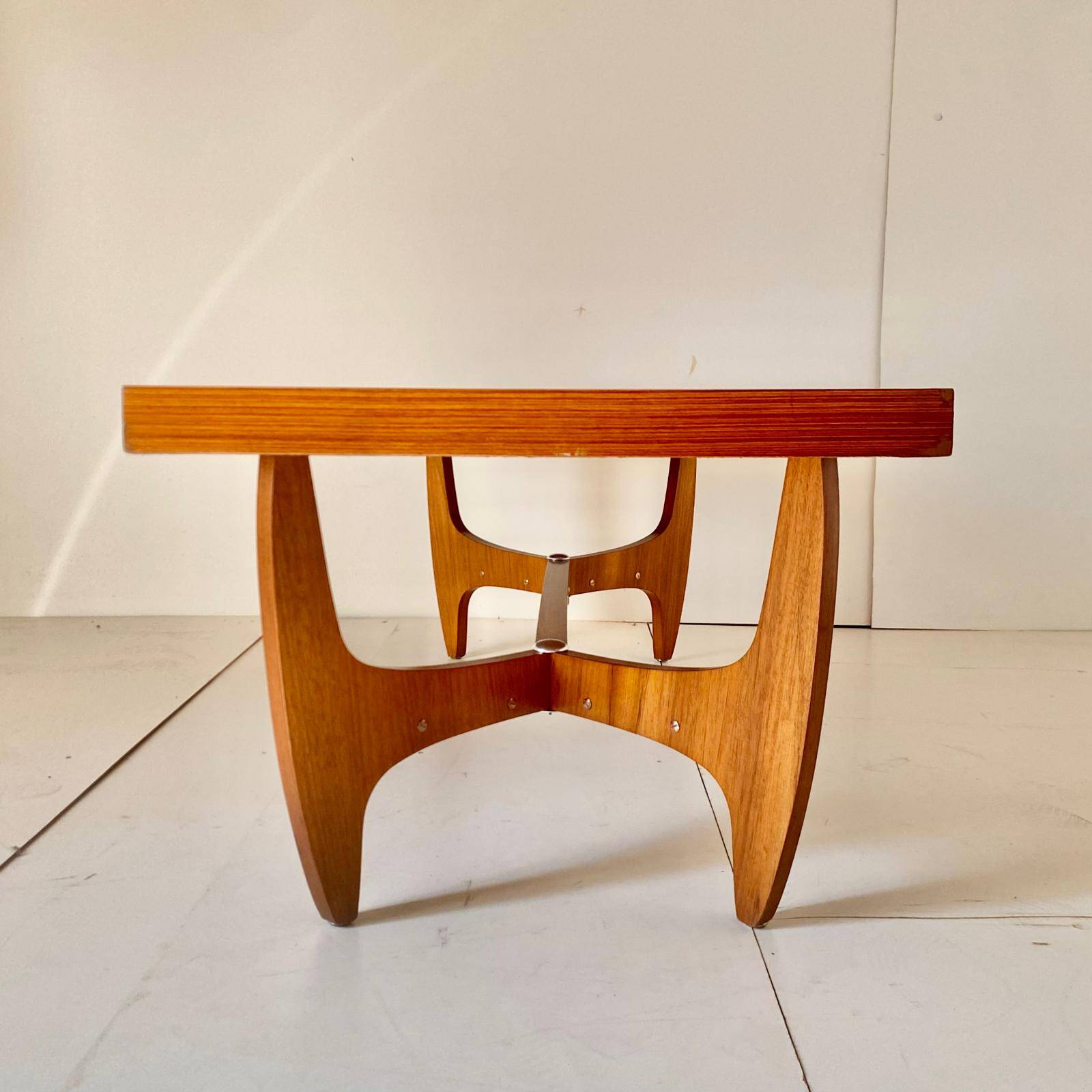 Midcentury Modern Big Wood Sofa Table, Italy 1960