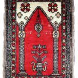Tapis Vintage de Prière Lahore en Laine, Années 1950, Artisanat Pakistanais