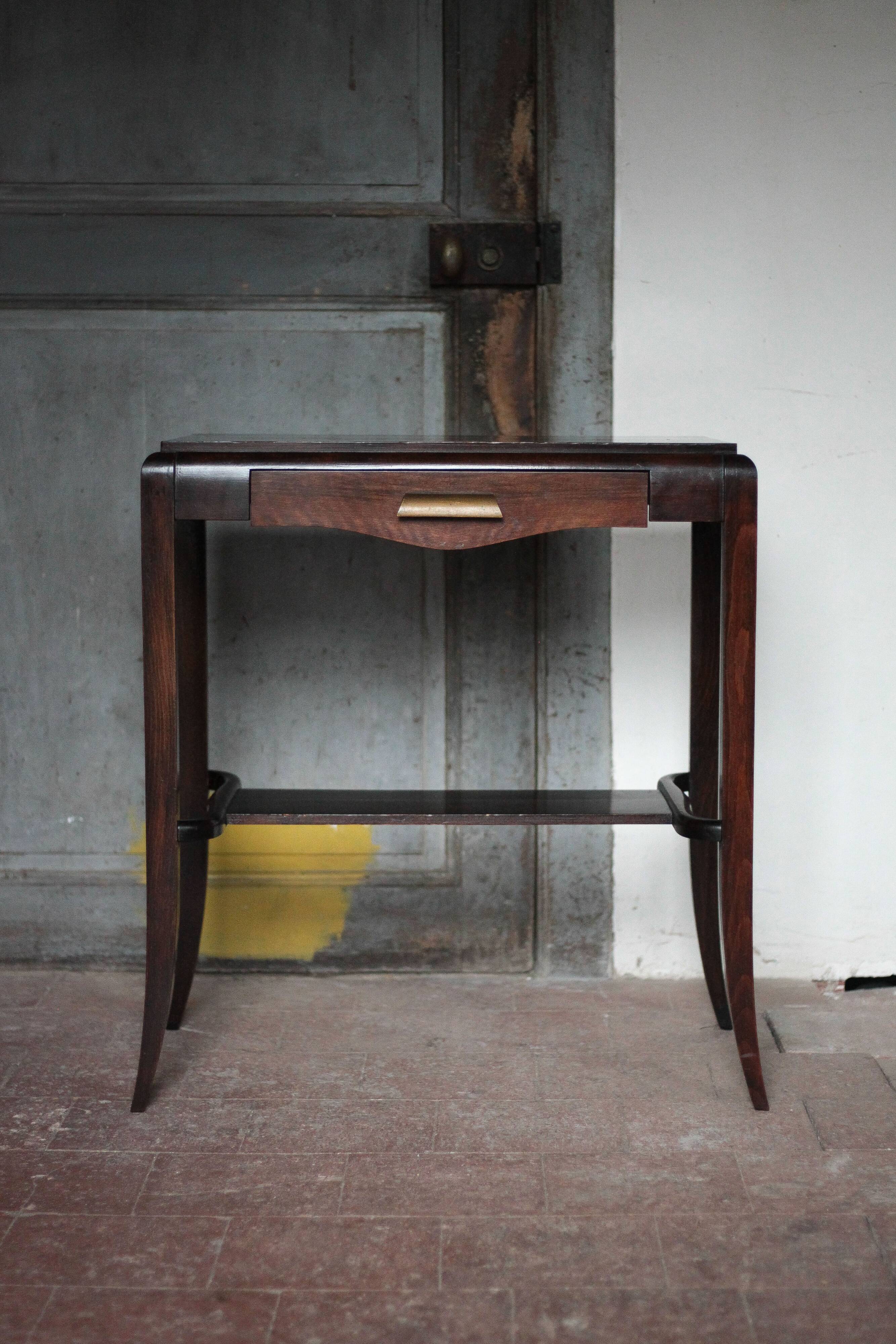 Table vintage, table bois avec 1 tiroir, console art déco, table d'appoint