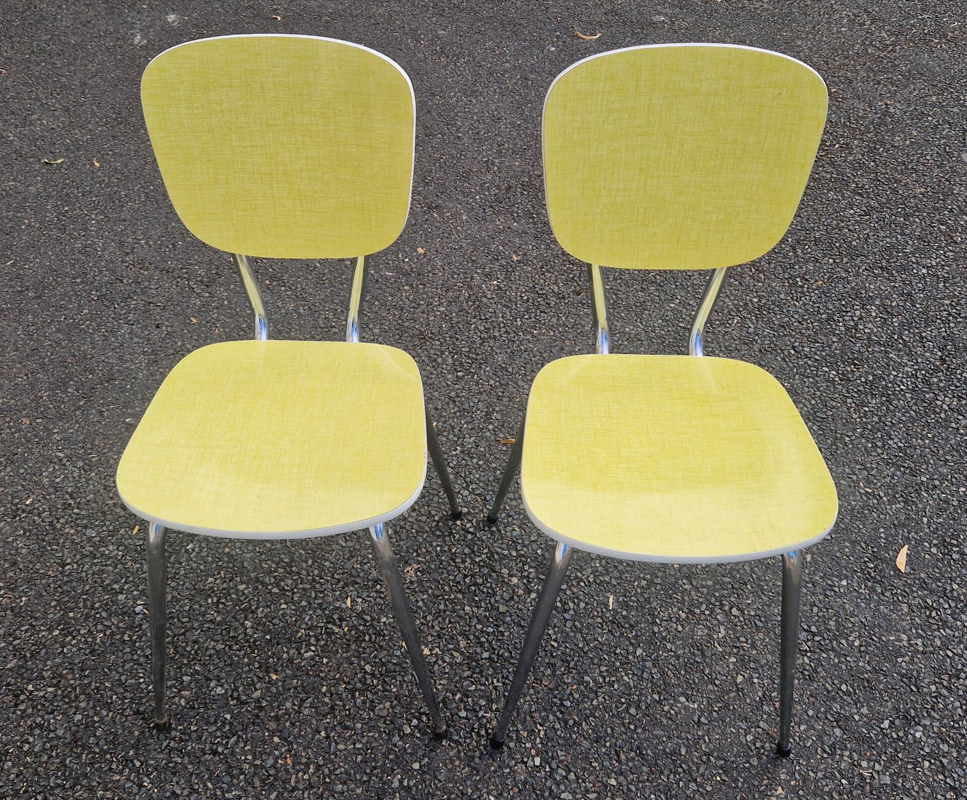 pair of yellow Formica chairs