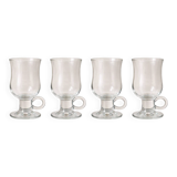 Set of 4 vintage footed tea glasses – ring handles – bistro style
