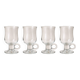 Set of 4 vintage footed tea glasses – ring handles – bistro style