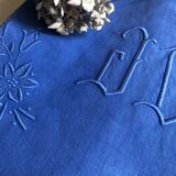 Antique linen and cotton sheet dyed Patmos blue