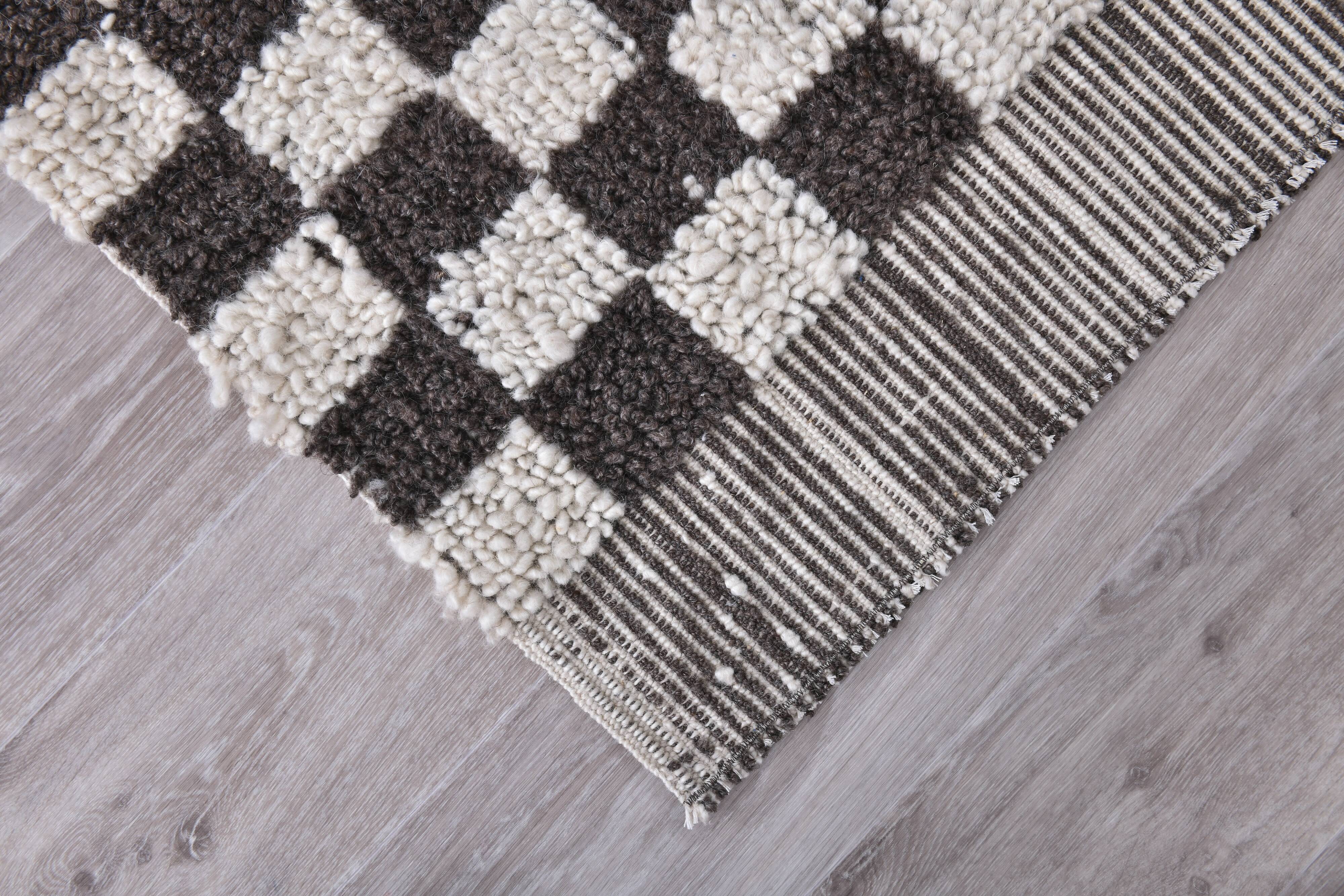 Brown White Vintage Runner Rug 69x249Cm SK 241394