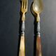 Carving Set + Salad Server Horn and Stainless Steel