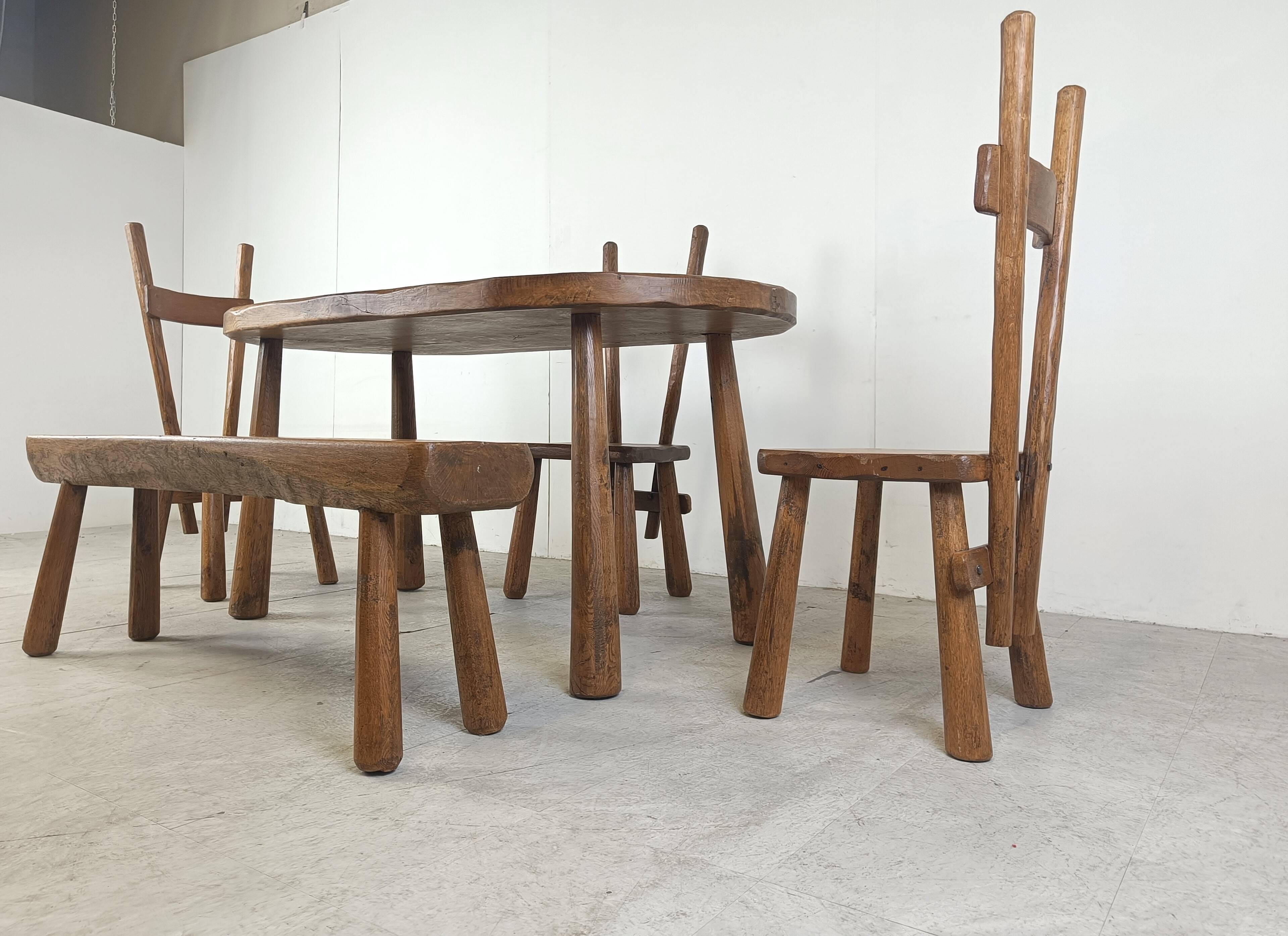 Vintage brutalist dining set, 1960s