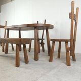 Vintage brutalist dining set, 1960s