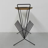 Vintage tile table with newspaper tray