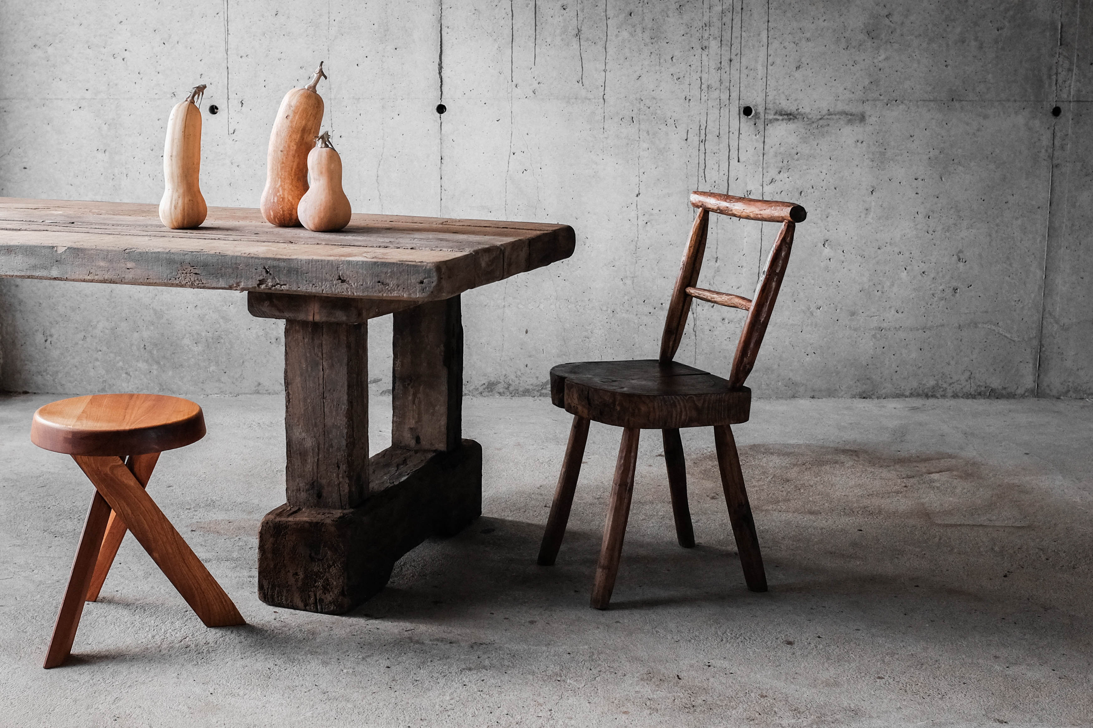 Primitive dining table, solid wood