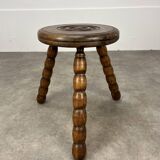 Brutalist tripod stool in the style of Dudouyt