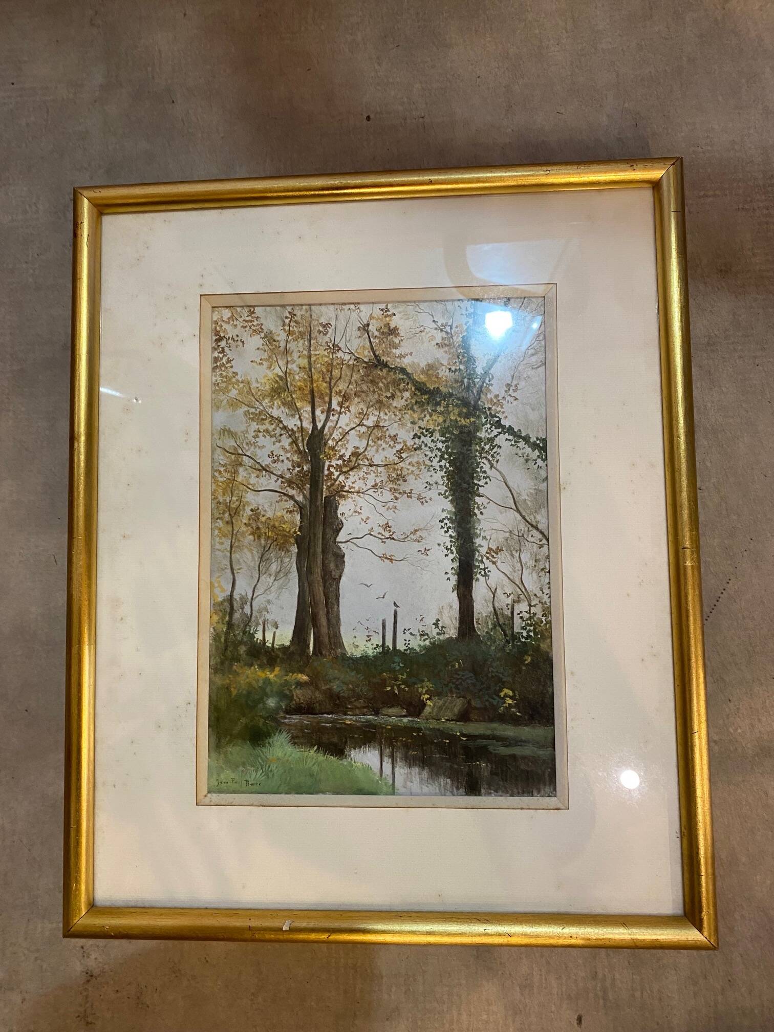 Painting on paper the underwood autumn fog signed jean paul barre