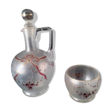 Antique frosted glass nightstand Hand-painted decor