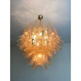 Contemporary Clear and Gold “Petali-Selle” Murano Glass Chandelier