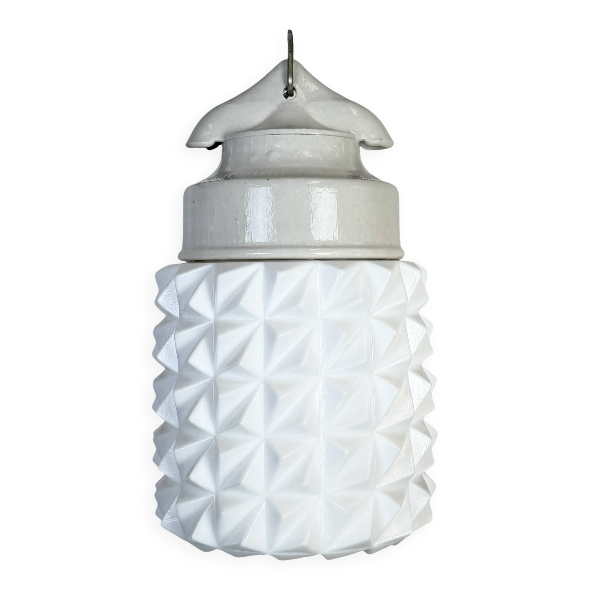 Vintage White Porcelain Pendant Light, 1970s