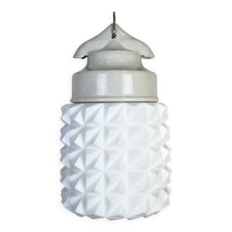 Vintage White Porcelain Pendant Light, 1970s