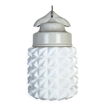 Suspension en porcelaine blanche vintage, années 1970
