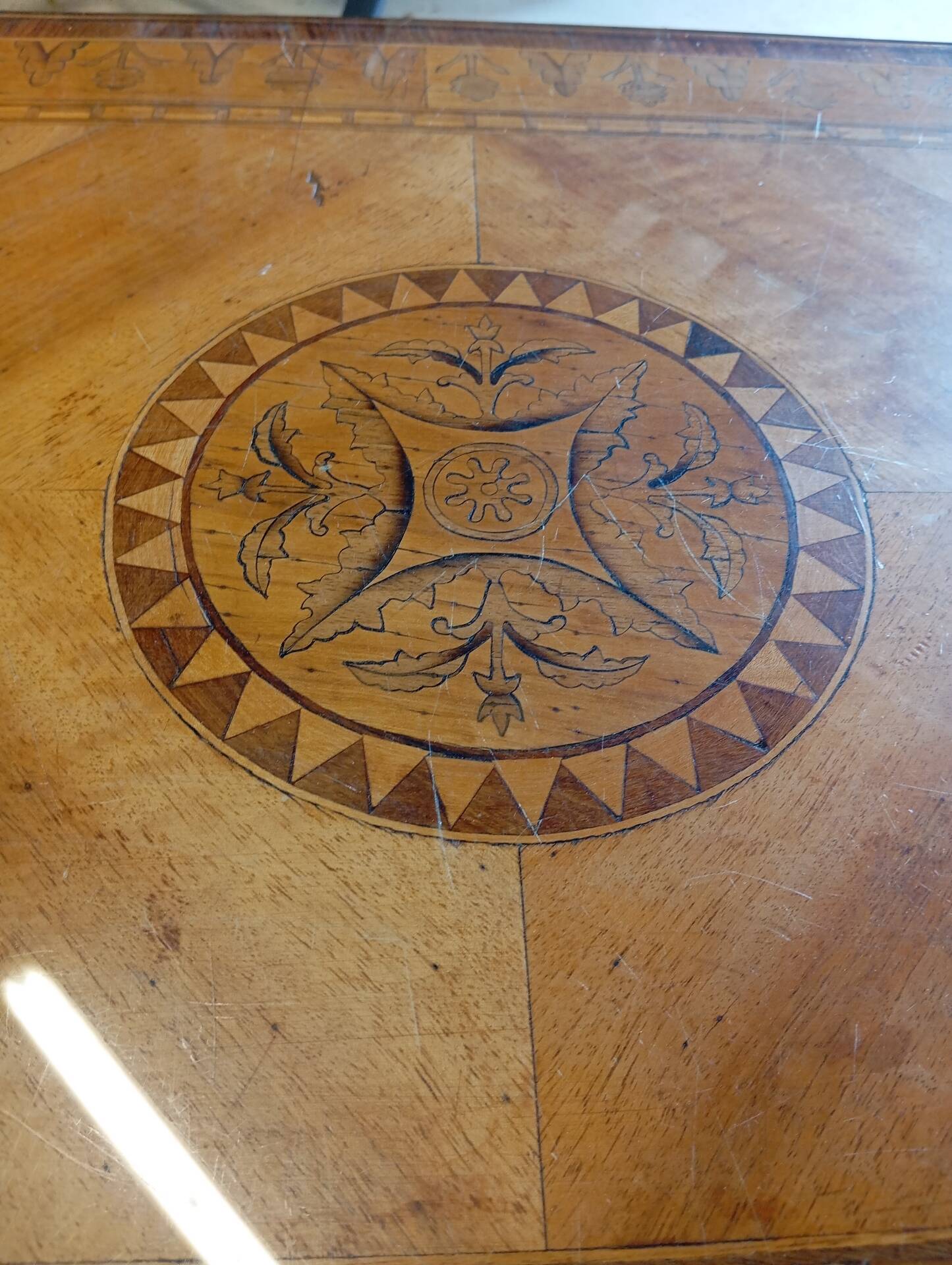 Neo-Classical / Directory Style Coffee Table in Marquetry