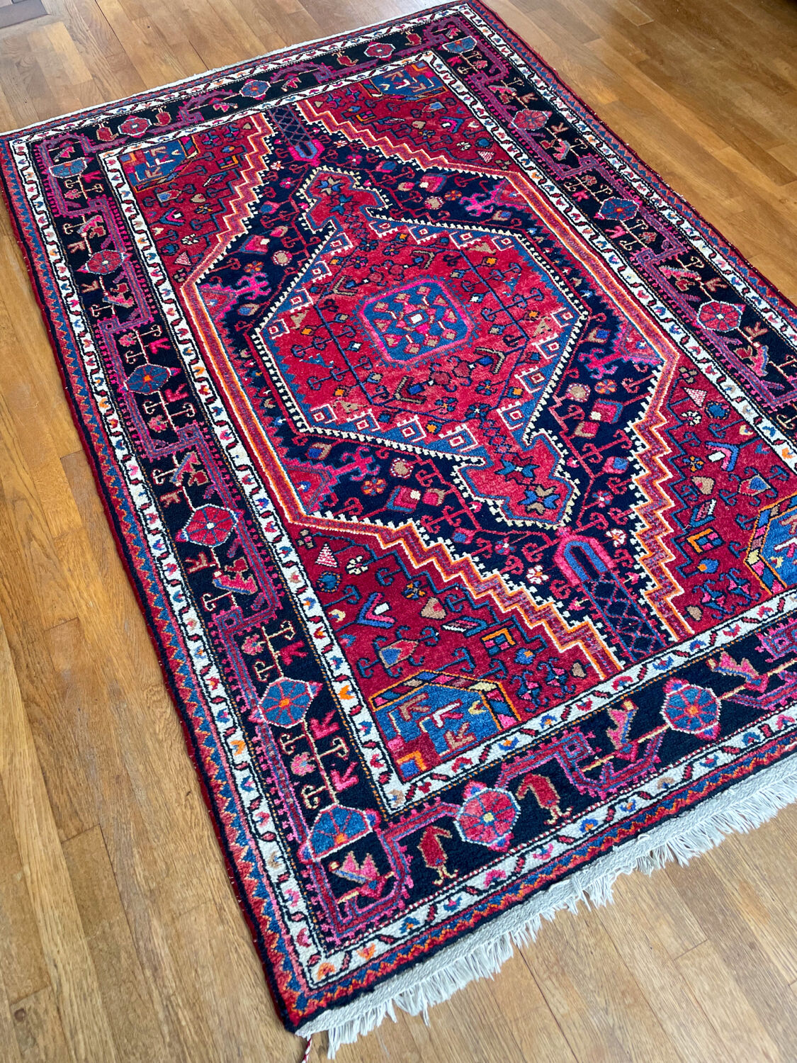 Burgundy Persian rugs pink and midnight blue