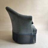 Blue velvet frog armchairs