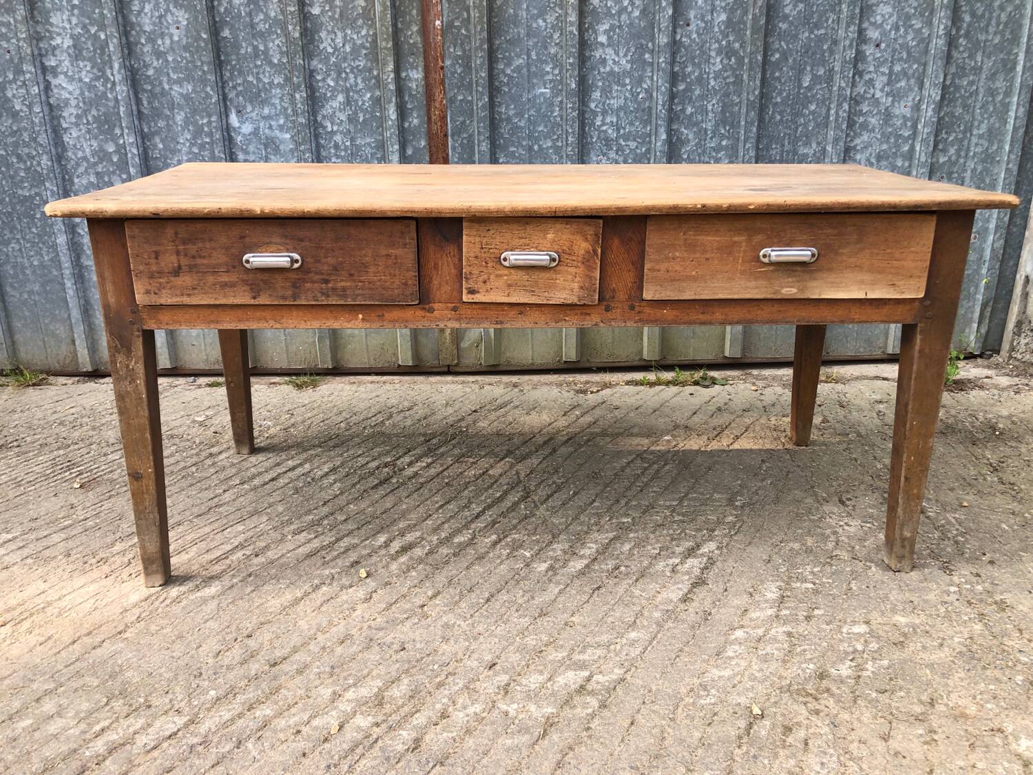Antique farmhouse table with 3 drawers