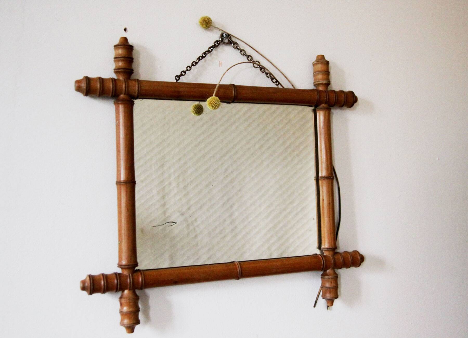 Bamboo effect wooden mirror