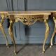 Gilded bronze console Louis XV style and its Mirror Mid-twentieth Marble