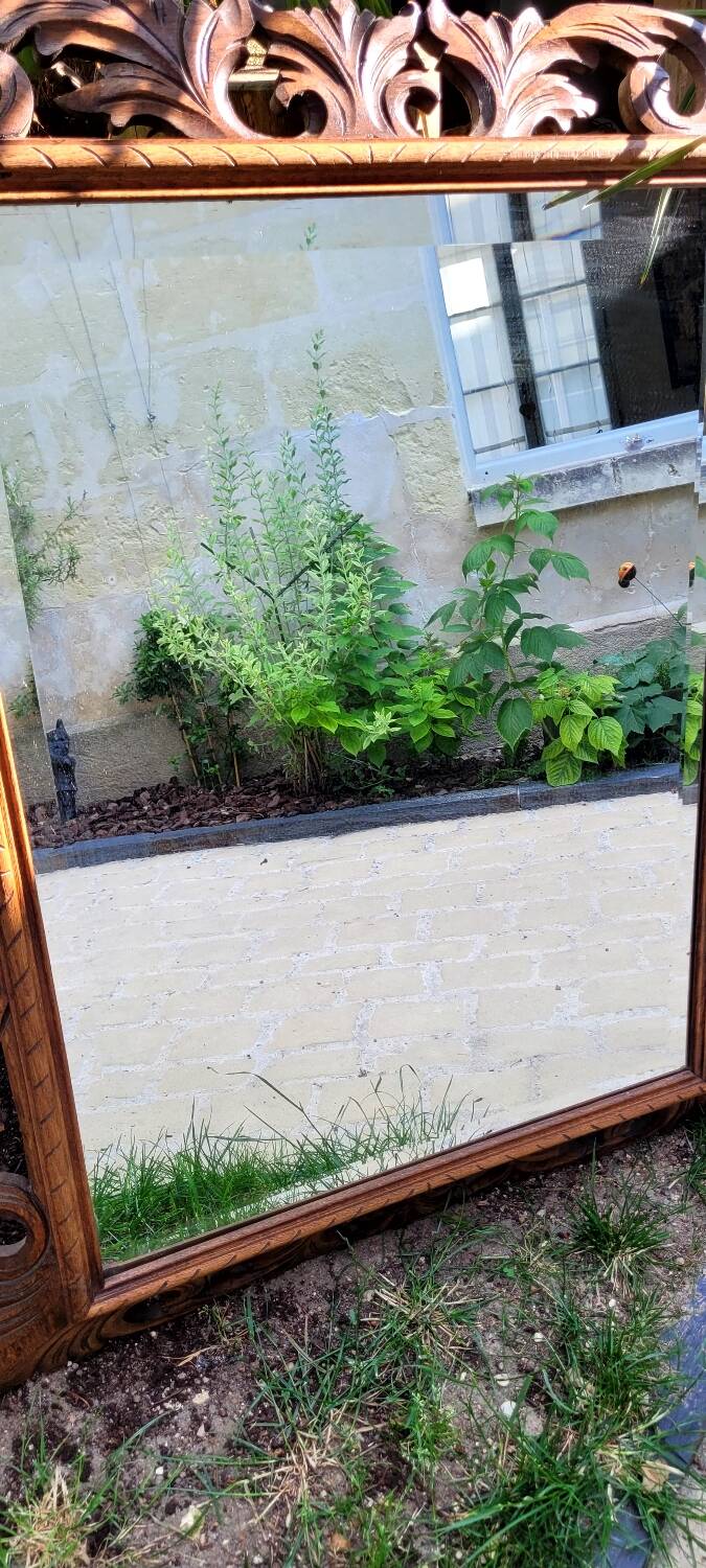 Huge antique Indonesian teak mirror