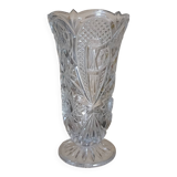 Large vintage pressed glass vase, an impressive and very decorative piece.