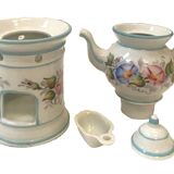 Polychrome porcelain tea pot with 20th century floral decoration
