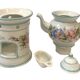 Polychrome porcelain tea pot with 20th century floral decoration